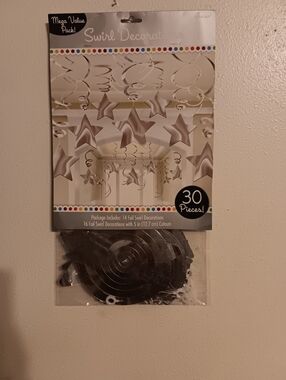 Amscan Silver Star Swirl Ceiling Decorations - 30 Pieces